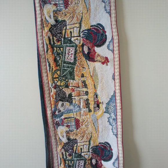 Vintage Farmhouse Chic,Chicken,Rooster Jacquard Table Runner Xlong - Picture 2 of 7